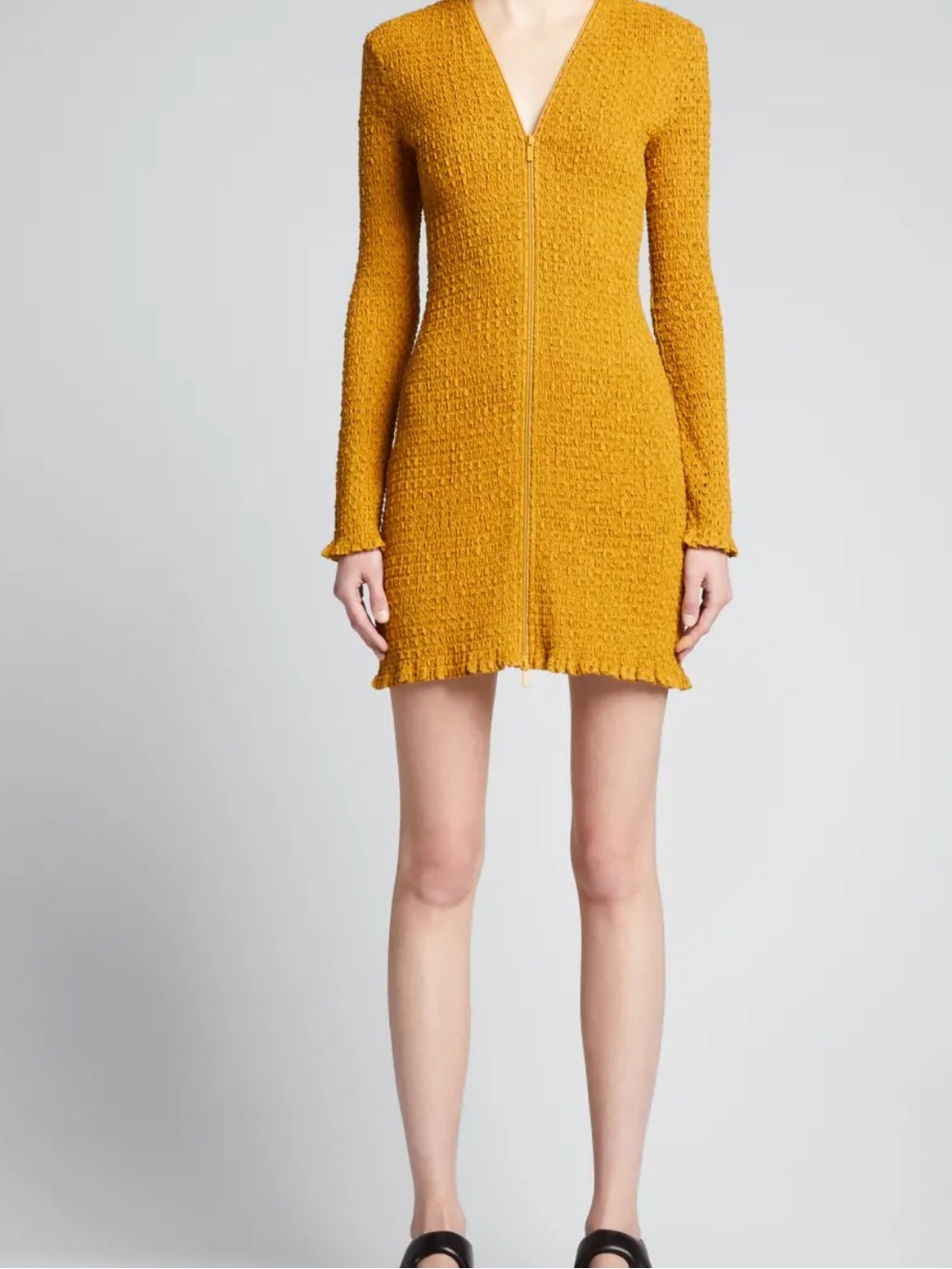 Proenza Schouler Textured Mustard Broderie Anglaise Dress. Size 8 Medium